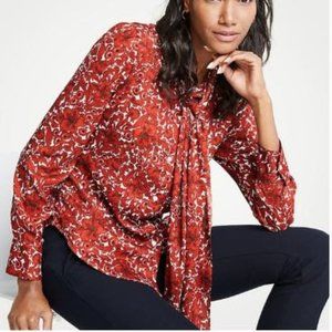 Ann Taylor Floral Blouse with Tie, Size S